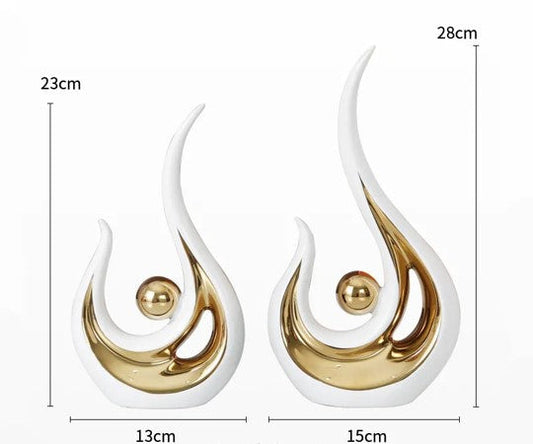 Decorative Tabletop Luxury Calcedony with Gold Accent (Pair)