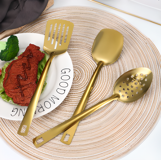 Fleur Kitchen Utensils Set Gold Server