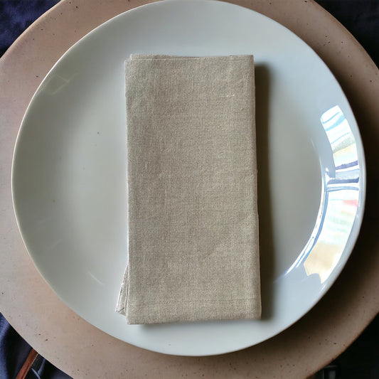 100% linen table napkins set of 4 pieces beige Made in India