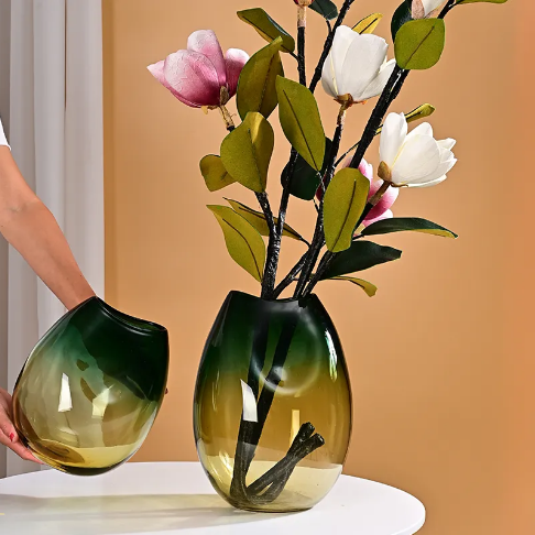 Creative Transparent Gradient Glass Vase Hydroponic Flower Pots Desk Decoration Artificial Flower Decorative Floral Arrangement