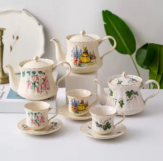 French Style Tea Set with Teapot Vintage Tea Set European Style Tea Set