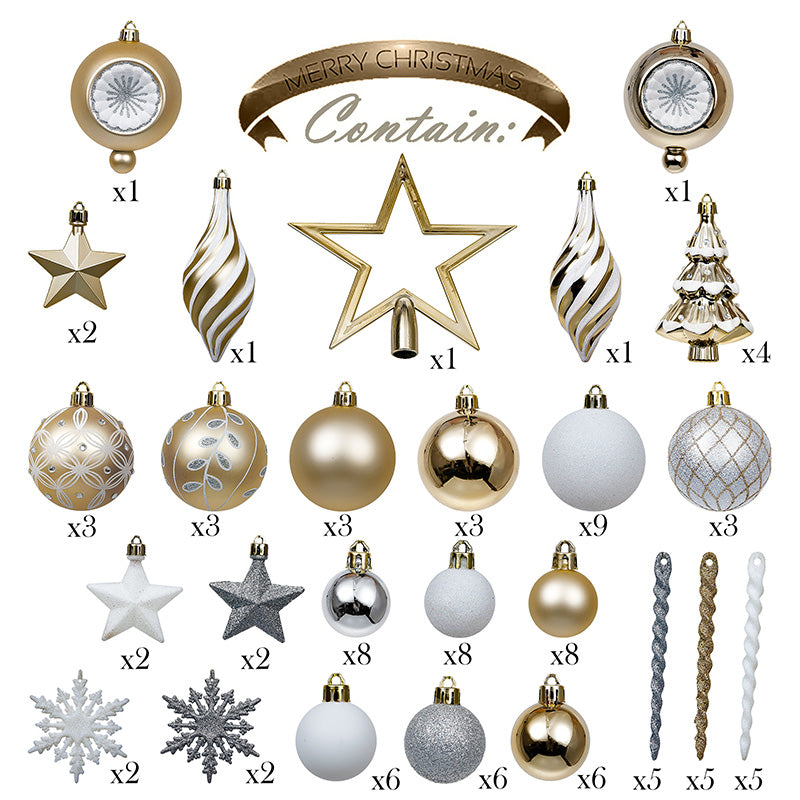 Christmas Gold & Silver Baubles and Ornaments Set of 100