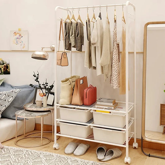 Kelton Clothes Rack with Storage Boxes