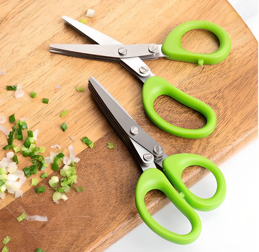 Multi-functional Stainless Steel 3/5 Layer Kitchen Scissors Pepper Shredded Chopped Scallion Cutter Laver Cut Cooking Tool