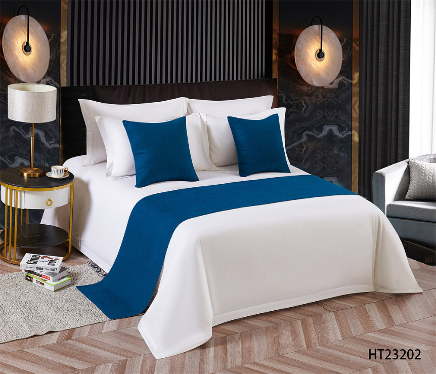 Decorative Throw Pillowcase Bed Runner Royal Blue Luxury