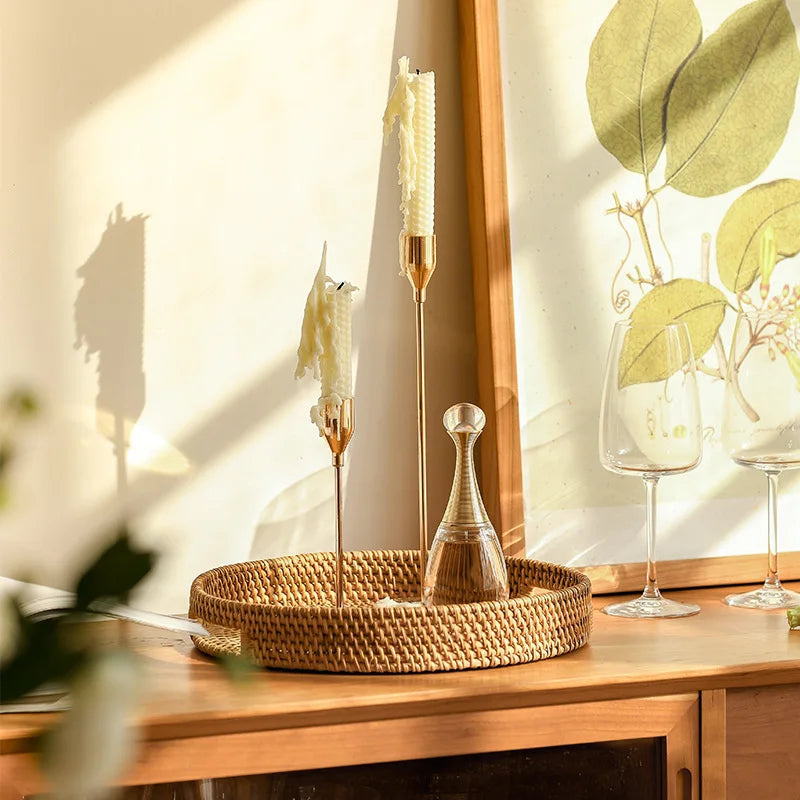 Wicker Basket Vanity Tray Organizer Decorative Tray Rattan Trays Round Tray Serving Tray