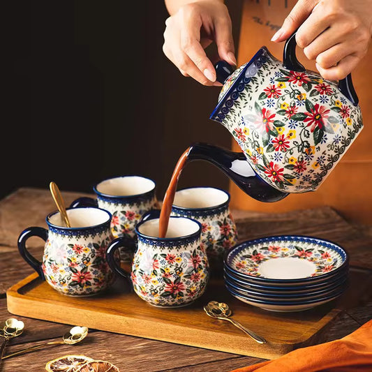 Bohemian Coffee and Tea Set Floral Tea Set with Teapot
