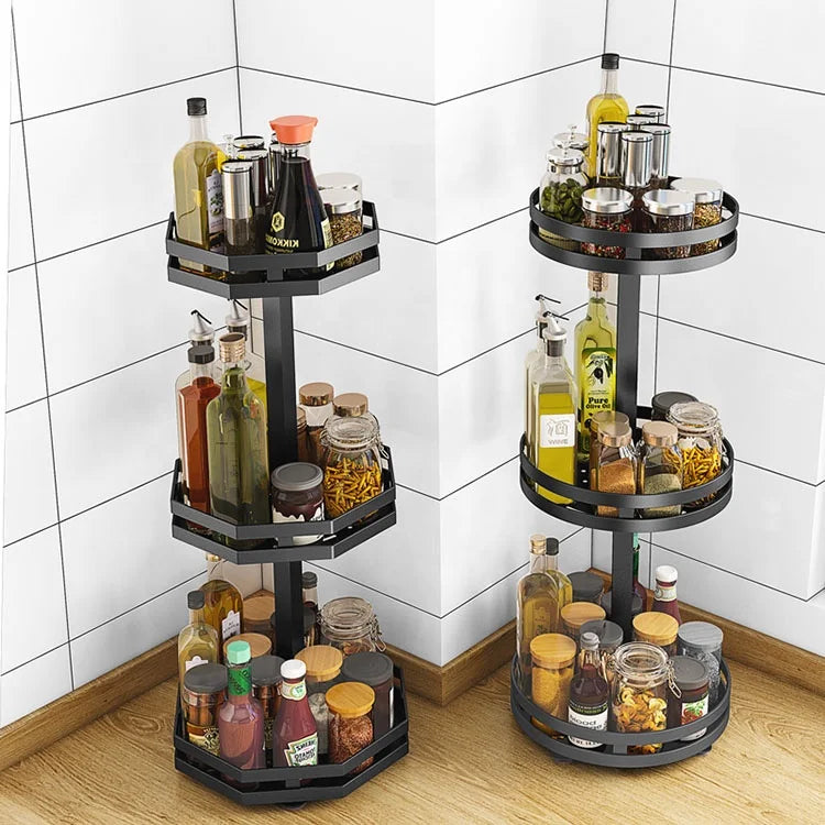 Oliver Rotary Spice Rack 3 Layers Black