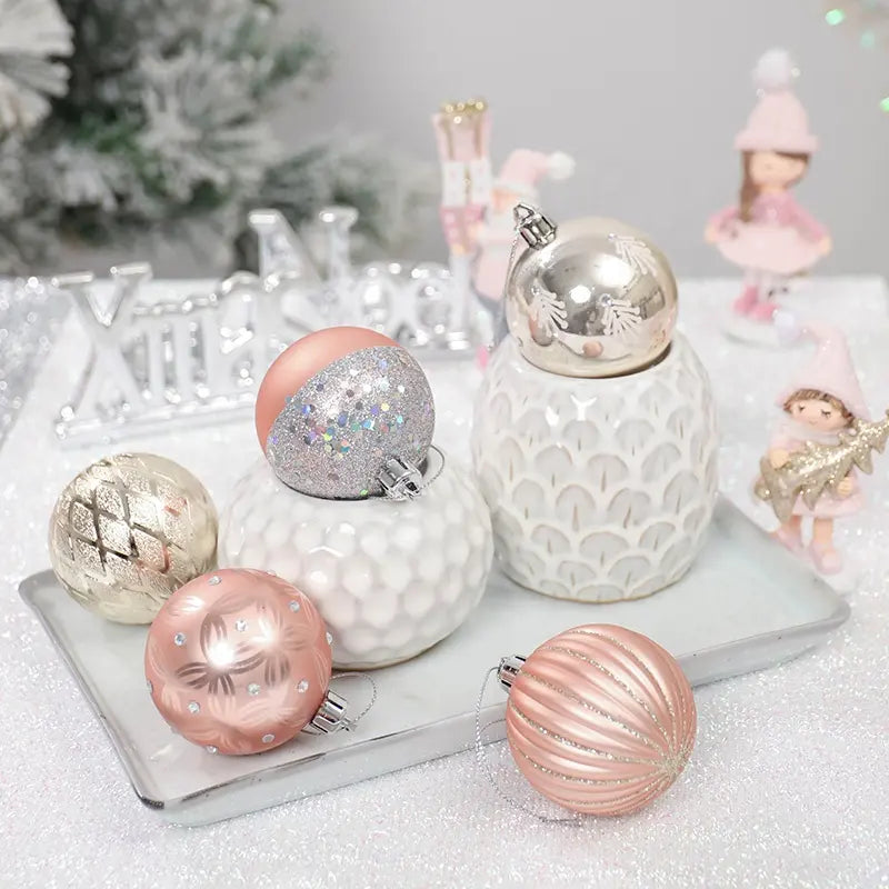 Rose Gold Baubles Set of 30