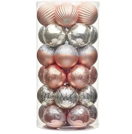Rose Gold Baubles Set of 30