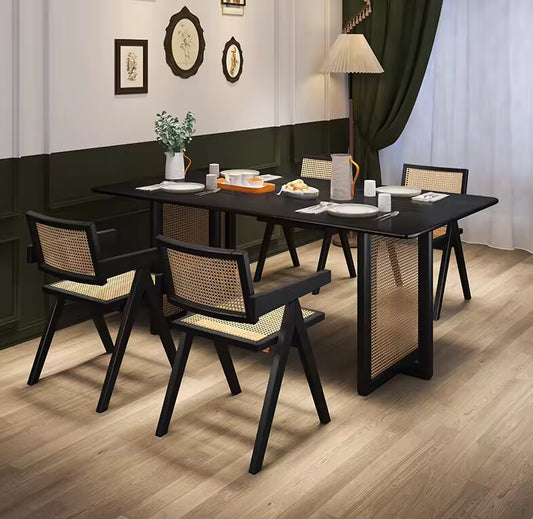 Simeona Wooden Rattan Dining Table