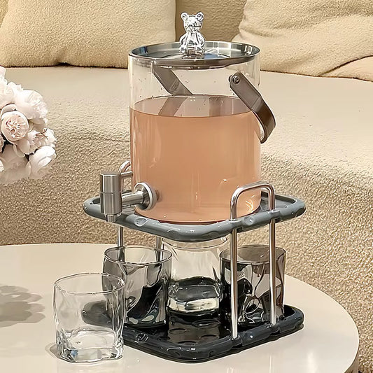Glass Beverage Dispenser Set with Stand