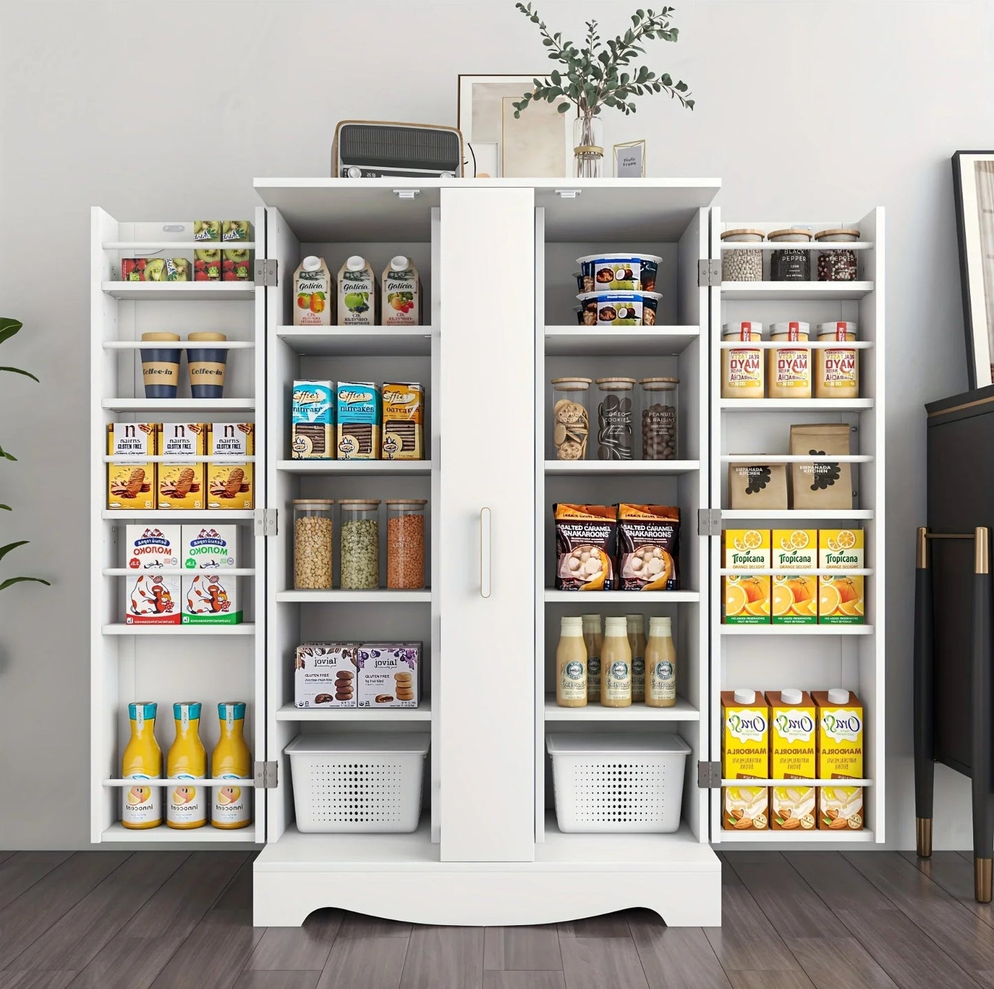 47" Adjustable Shelves Pantry Cabinet With Drawer, Storage Cabinet, Kitchen Pantry Cabinet With Doors