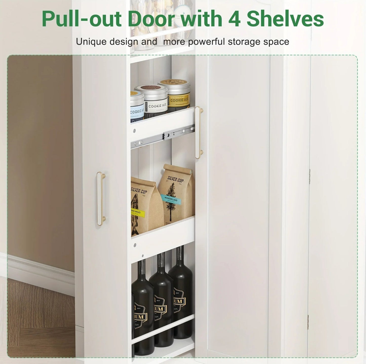 47" Adjustable Shelves Pantry Cabinet With Drawer, Storage Cabinet, Kitchen Pantry Cabinet With Doors