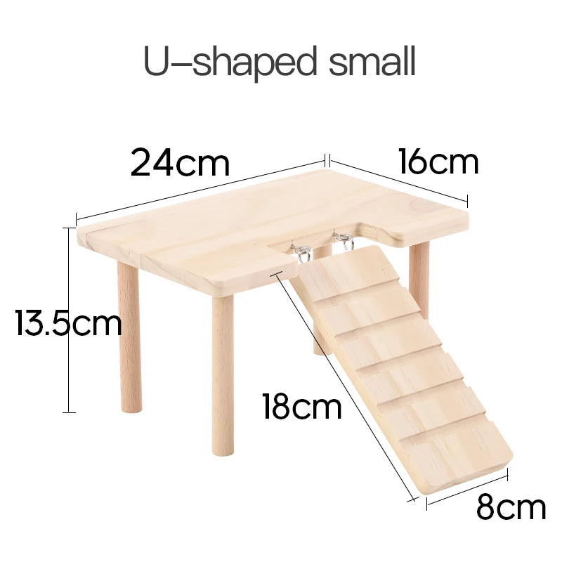 Wooden Toys for Small Pets Guinea Pig Hamster Natural Platform And Ladder