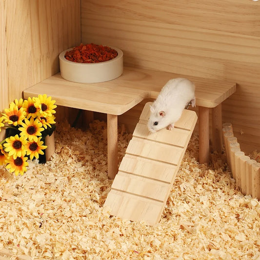 Wooden Toys for Small Pets Guinea Pig Hamster Natural Platform And Ladder