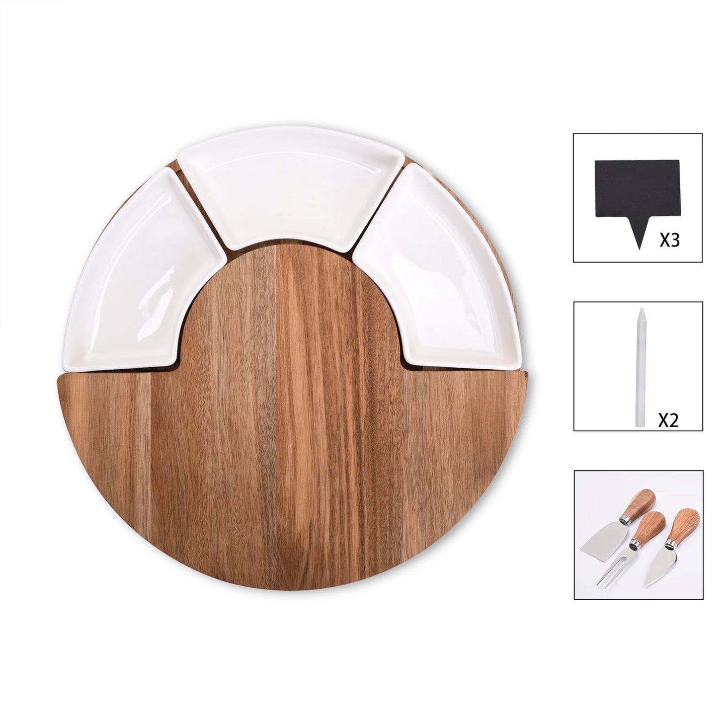 Dapper Charcuterie Board with Ceramic Bowls