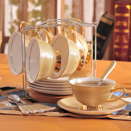 Tea Set with Spoon Luxury Tea Set Coffee Mug with Saucer Set