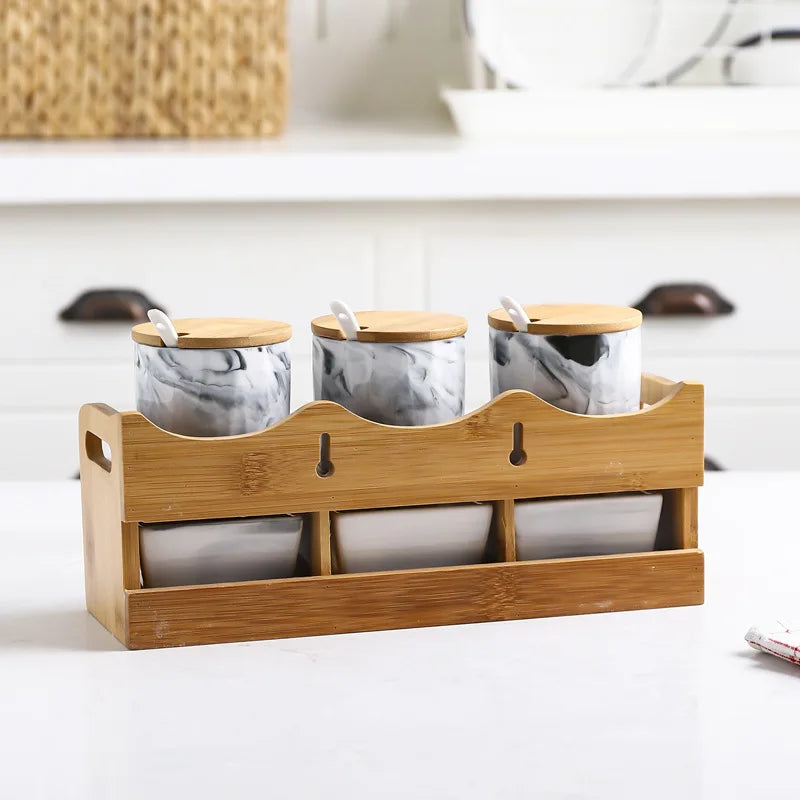 Dreyfus Spice Jars Set with Bamboo Lids