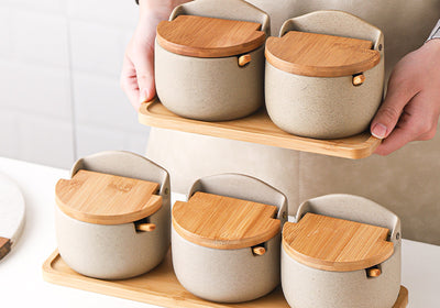 Spice Jars Spice Canisters Ceramic Canisters with Tray