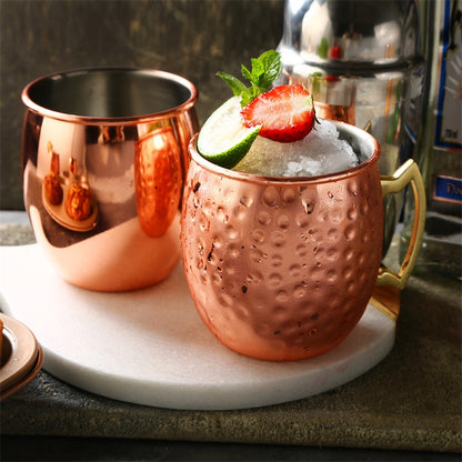 Stainless Steel Bartender Cocktail Cups Moscow Mule Mugs Blue Gold Black Hammer Point Bar Tools for Home Party Beer Mug