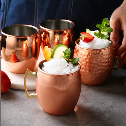 Stainless Steel Bartender Cocktail Cups Moscow Mule Mugs Blue Gold Black Hammer Point Bar Tools for Home Party Beer Mug