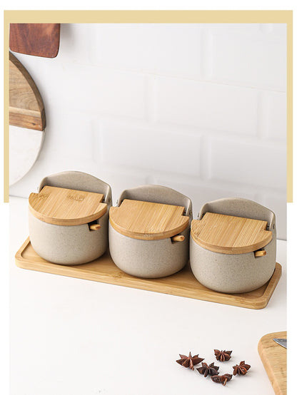 Spice Jars Spice Canisters Ceramic Canisters with Tray