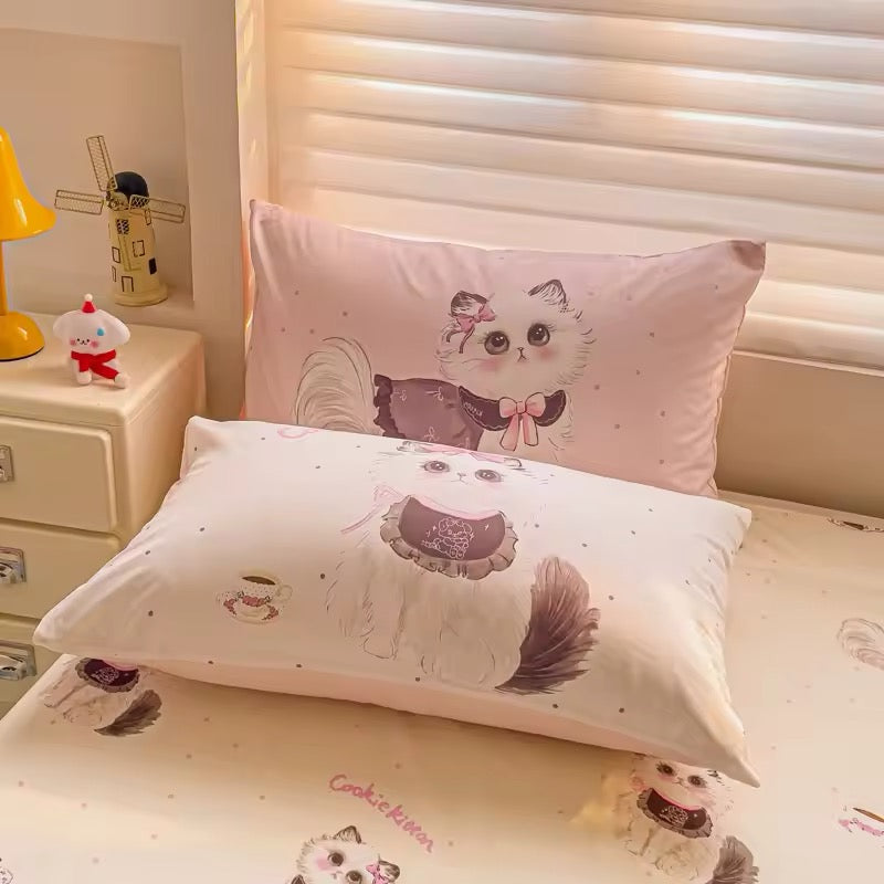 Washed Cotton Bedding Set - Pink