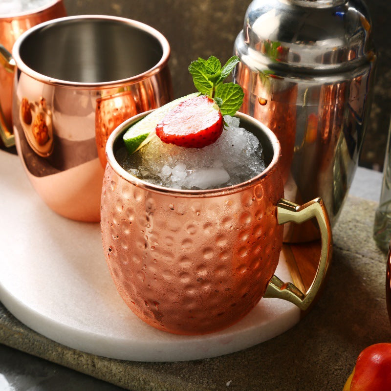 Stainless Steel Bartender Cocktail Cups Moscow Mule Mugs Blue Gold Black Hammer Point Bar Tools for Home Party Beer Mug