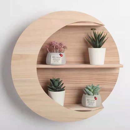 Wooden Wall Mounted Shelf Moon Shaped Shelf