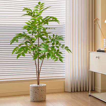 Artificial Tree Large Artificial Ficus Tree Branch Fake Lacquer Tree Plastic Banyan Plants Green Tall Palm Leaves For Home Garden Decor