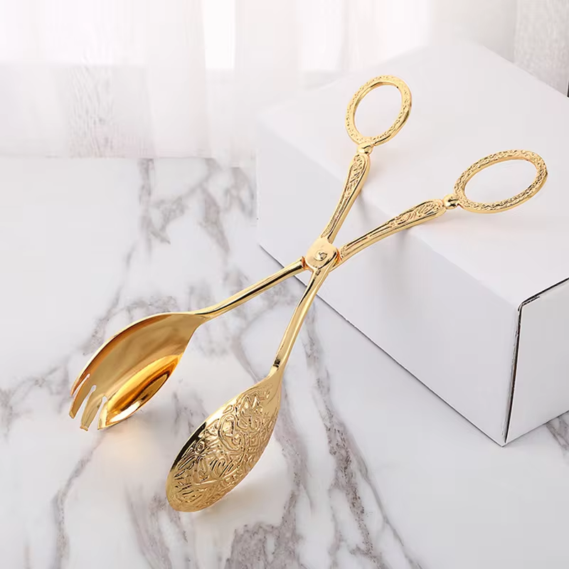 Zinc alloy metal spoon salad clip exquisite party self-service clip tray cake birthday party tableware clip multifunctional