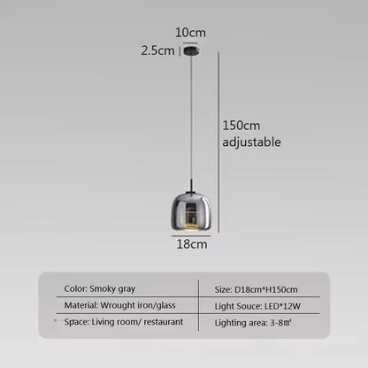 Modern LED Glass Pendant Light Amber Hanging glass Lamp For Dining Room Bar Indoor Decor Lighting Bedroom Bedside Led Luminaire