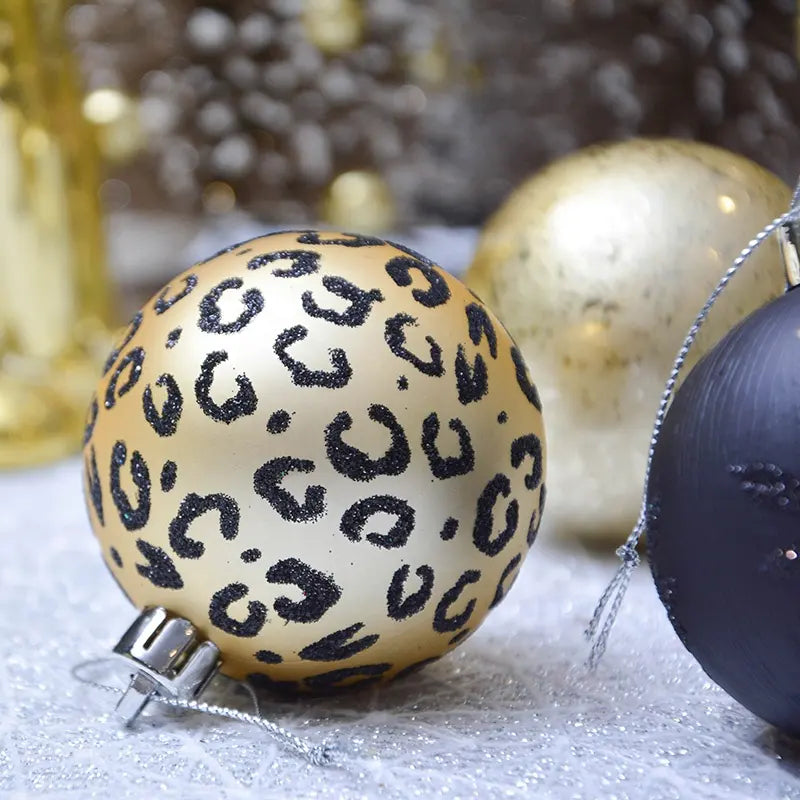 Christmas Black & Gold Baubles Set of 9