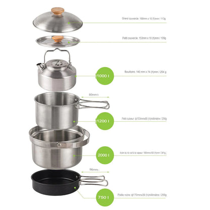 Bradbery Portable Camping Cookware - Set of 4 pieces