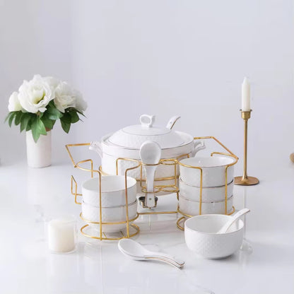 Ceramic Soup Pot Chafing Dish Set Premium Chafing Dish