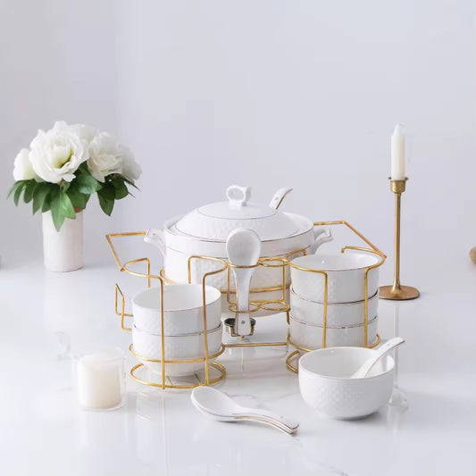 Ceramic Soup Pot Chafing Dish Set Premium Chafing Dish