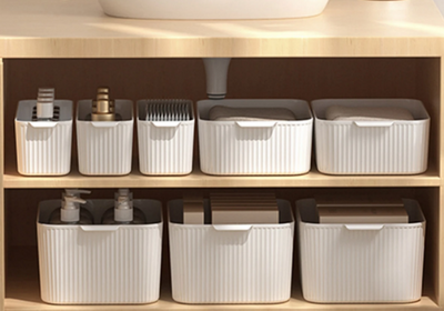 Plastic Storage Box With Handle Desktop Organizer For Food Multifunctional Bathroom Kitchen Cabinet Storage Organization
