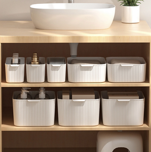 Plastic Storage Box With Handle Desktop Organizer For Food Multifunctional Bathroom Kitchen Cabinet Storage Organization