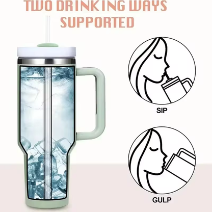 40oz 1200ML High Quality Insulated Tumbler with Handle Straw Double Wall Thermal Iced Travel Cup Coffee Cup Perfect Gift