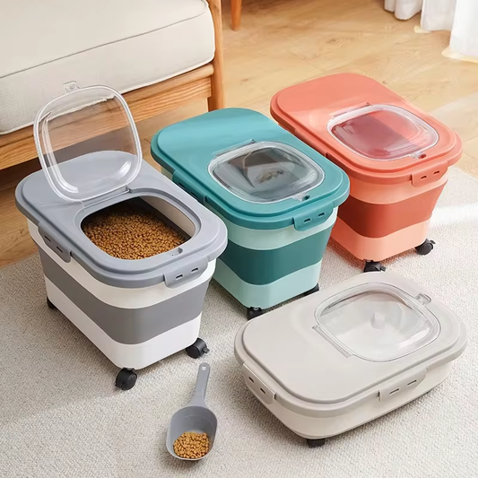Cat Dog Food Storage Container Collapsible Dry Cat Food Box With Lids Airtight Sealing Kitchen Grain Rice Storage Box