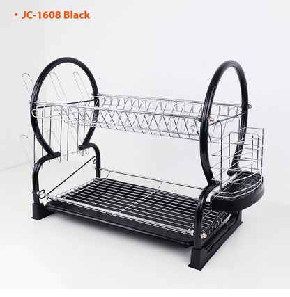 Crispin Dish Rack-O Design-Black Kitchen Storage Rack Multi-functional Countertop Double Layered