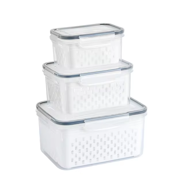 Refrigerator Storage Box Fridge Organizer Fresh Vegetable Fruit Boxes Drain Basket Storage Containers Pantry Kitchen Organizer