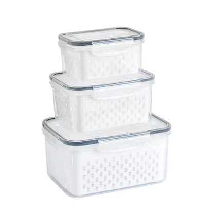 Refrigerator Storage Box Fridge Organizer Fresh Vegetable Fruit Boxes Drain Basket Storage Containers Pantry Kitchen Organizer