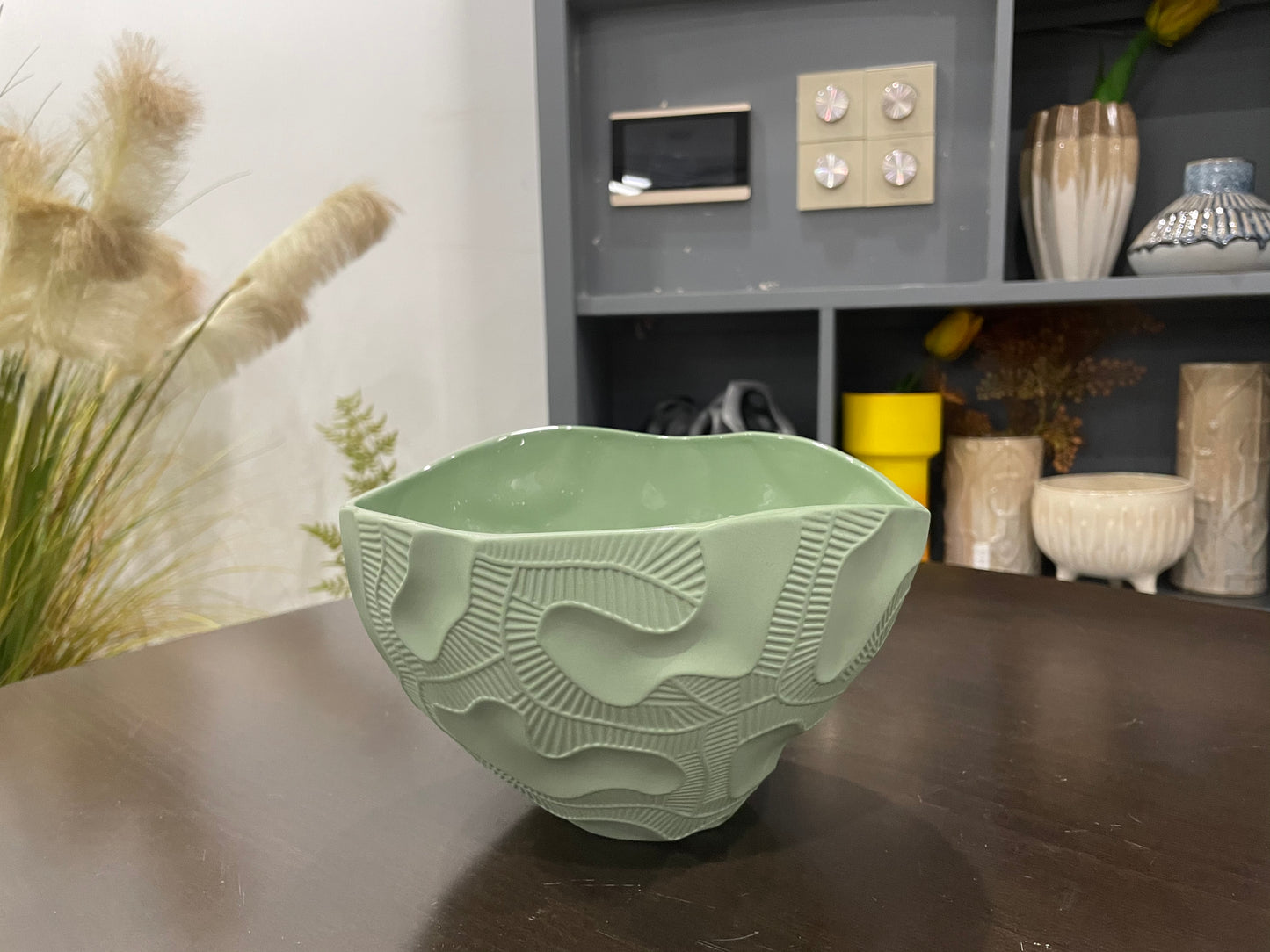 Decorative Green Coastal Crush Porcelain Fruit Bowl
