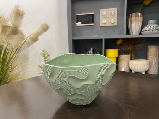 Decorative Green Coastal Crush Porcelain Fruit Bowl