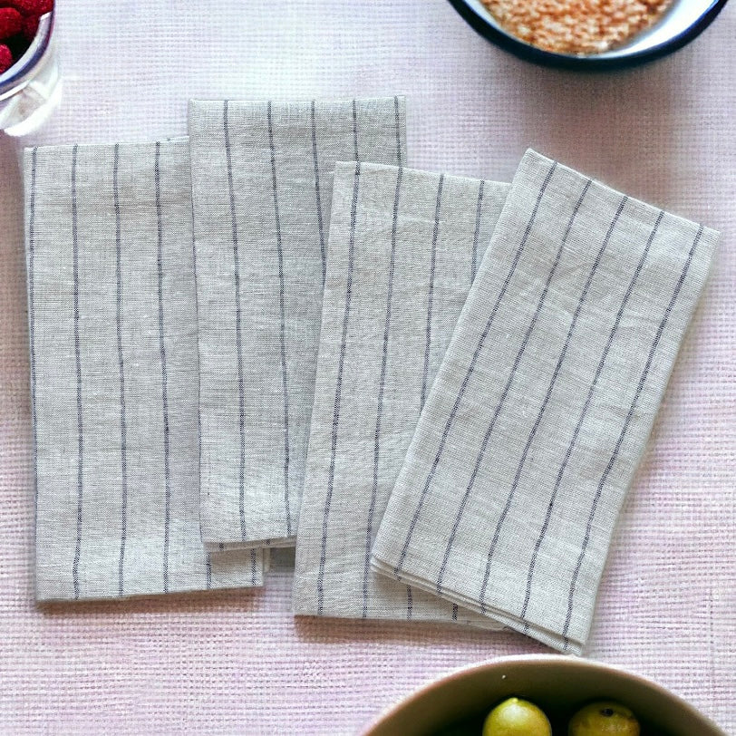 Striped Linen Table Napkins Cloth Napkins