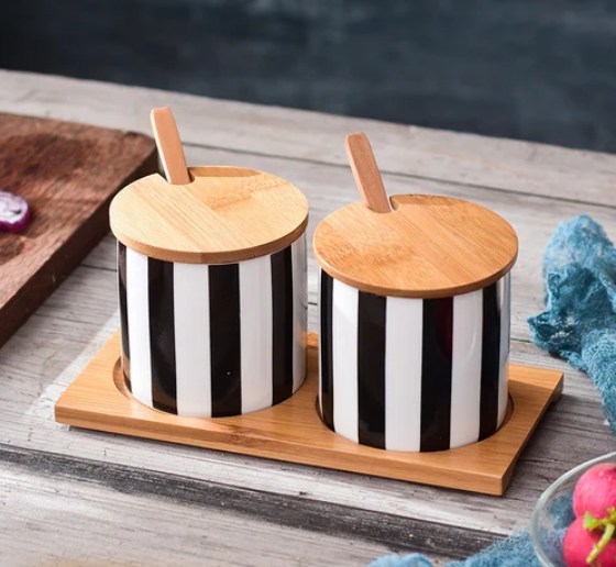 Nova Kitchen Canisters & Vinegar Dispensers Modern Design with Tray