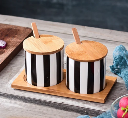 Nova Kitchen Canisters & Vinegar Dispensers Modern Design with Tray