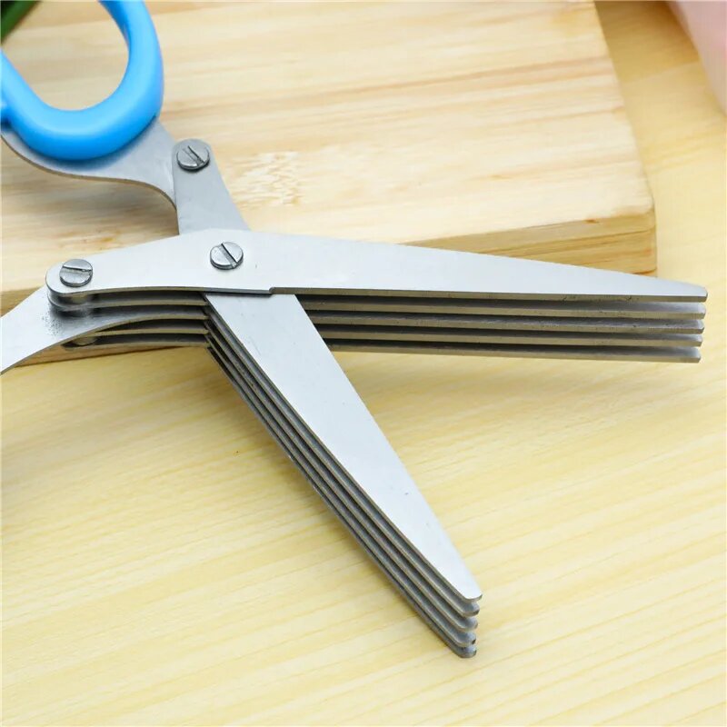 Multifunctional Muti Layers Stainless Steel Knives Kitchen Scissors Scallion Cutter Herb Laver Spices Onion Cook Cut Scissor